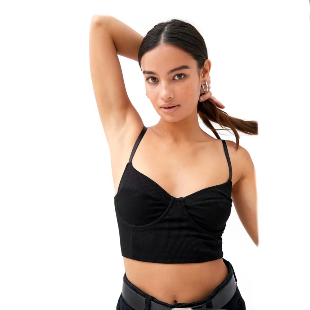 Victoria’s Secret Wireless Corset Crop Top in Black, Women’s Size X-Large